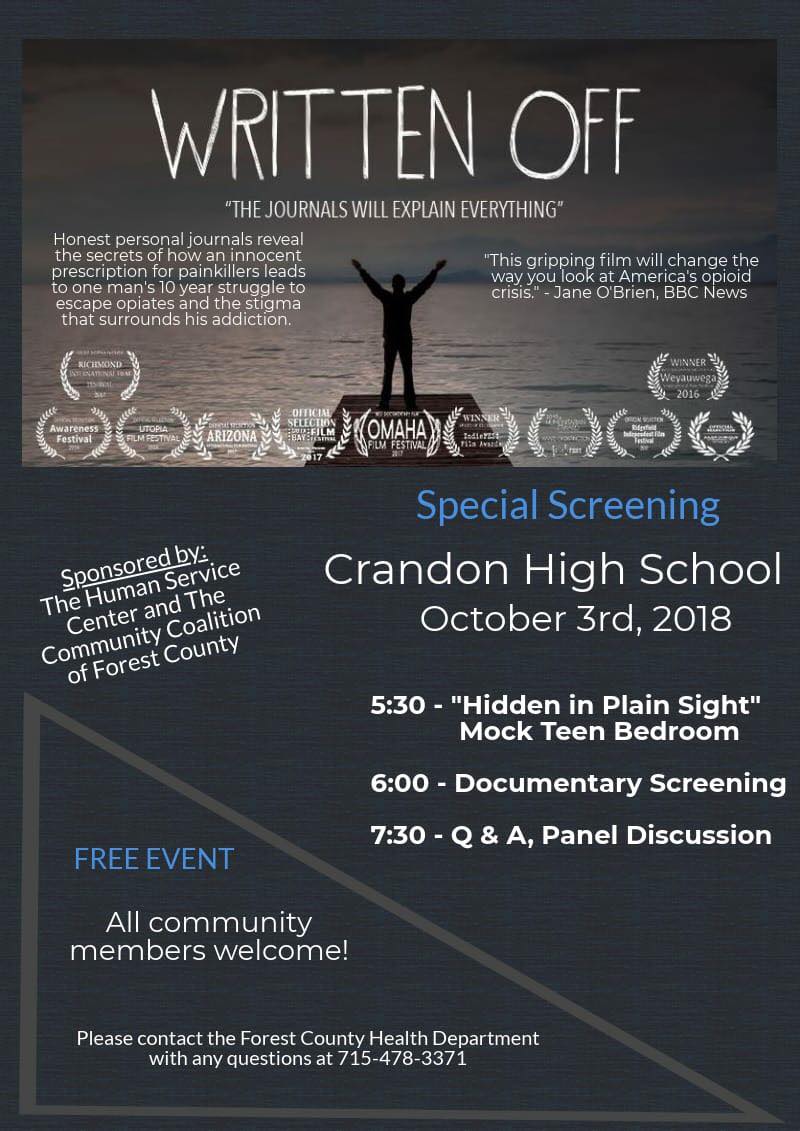 Crandon High School to offer screening of “Written Off”